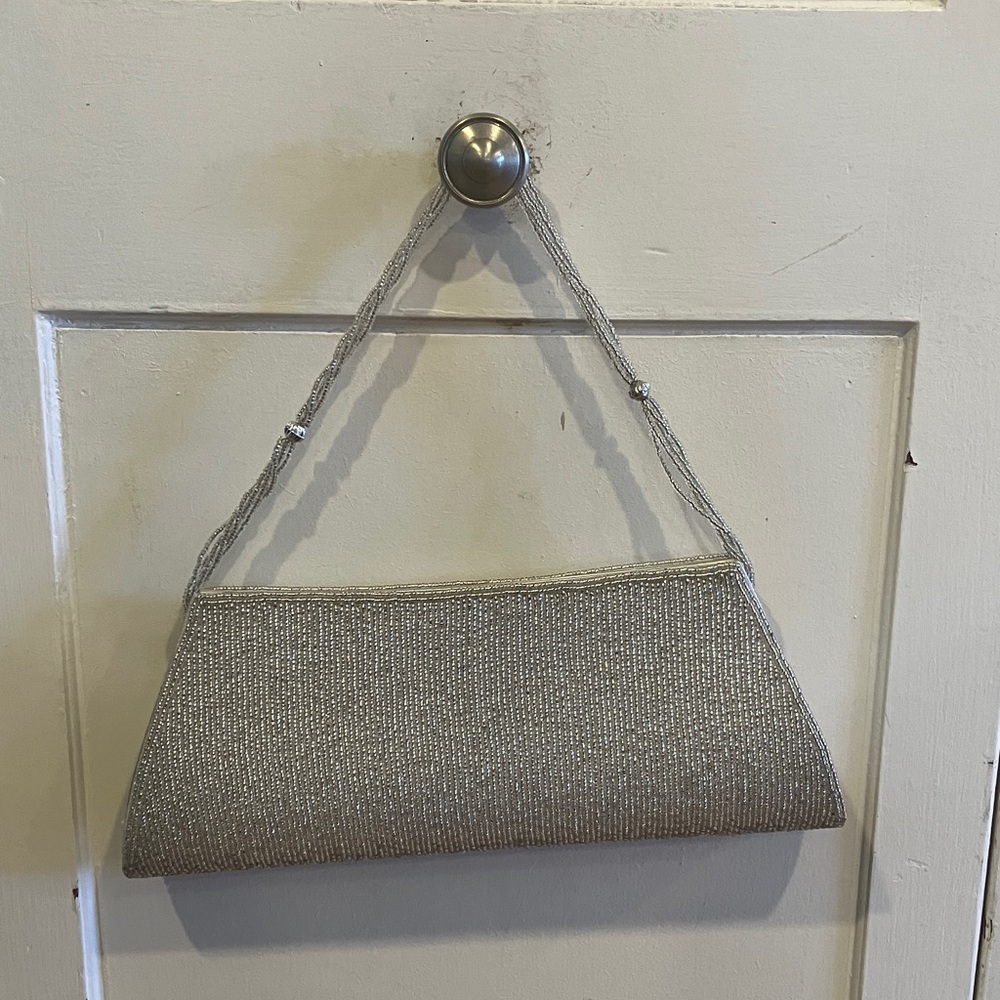 Silver Rhinestone-Embellished Evening Clutch - Picture 2 of 5